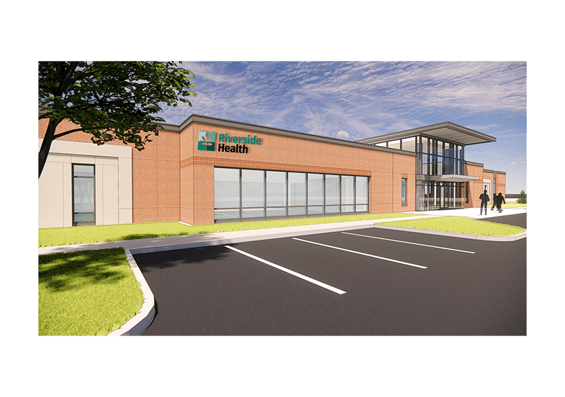 RSH MOB COO rendering of construction project with Riverside Health logo on it