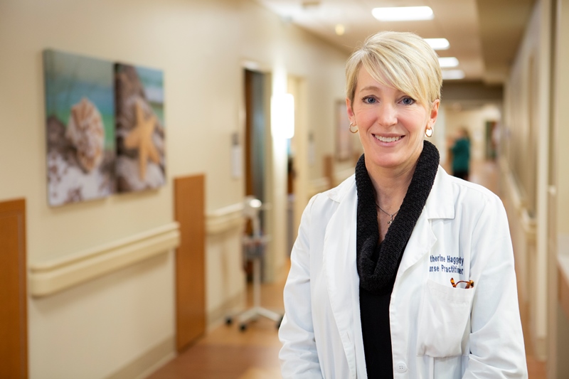 Nurse In newly renovated hospital wing