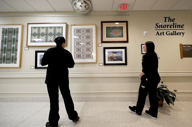 hospital staff viewing the shoreline art gallery