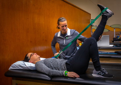 a physical therapist working