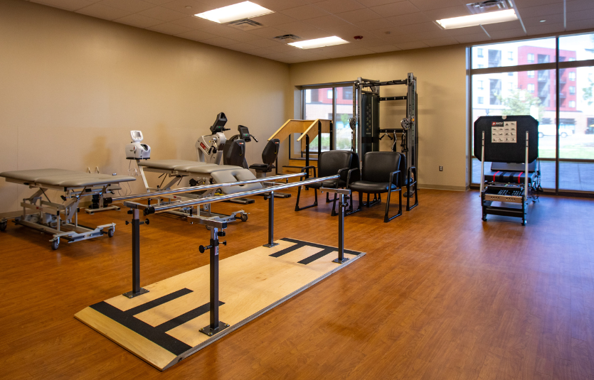 Physical Therapy room with equipment 