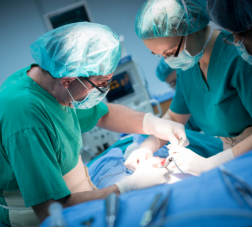 Team of surgeons during real operation