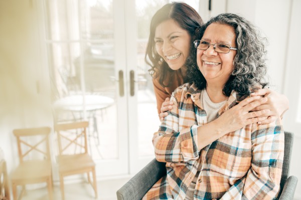 Mother and daughter at home