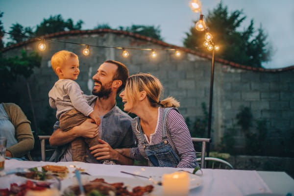 Family dining outside