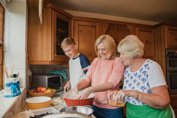 Multi-Generation Family Cooking Together
