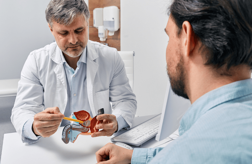 prostate cancer patient with doctor